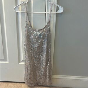 Elegant Silver Sequin Tank Top